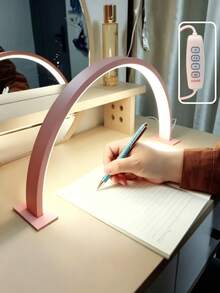 مصباح مكتب LED واحد، مصباح طاولة حديث بشكل هلال، مصباح USB، مصباح القراءة والدراسة، إضاءة ليلية لغرفة النوم وغرفة المعيشة، زر قابل للتعتيم ب- 3 ألوان، يعمل بالطاقة من USB - مصباح مكتبي - مشاهدة 11