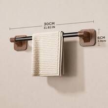 CASEGRACE 1pc Walnut Color No-Drill Wall-Mounted Bathroom Storage Single Bar Towel Rack, Suitable For Bathroom, Kitchen, Balcony Towel Rack, Bathroom Organizer Storage Rack - Walnut - View 13