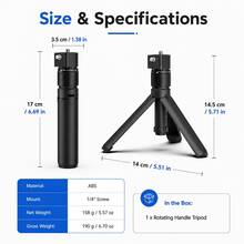 360°旋轉子彈時間手柄，兼容 Insta360 X5 X4 X3 ONE X2 ONE RS GO 3S 和 Osmo 360，便攜式 1/4" 相機手柄三腳架，穩定抓握，適合旅行、Vlog 和戶外拍攝 - 查看 3