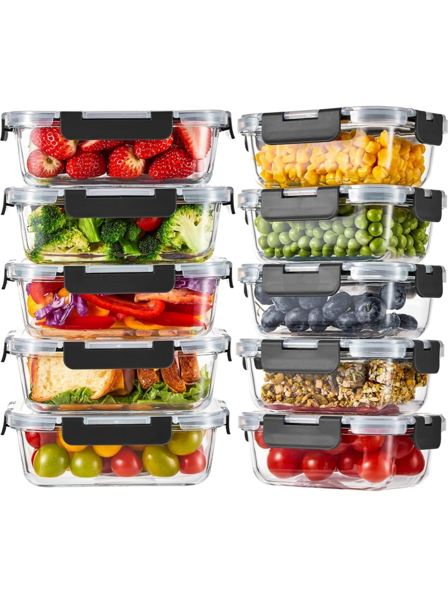 3pcs 360/630/1030ml Food Storage Bento Box Set - Office Lunch Prep Containers, Back To School Supplies, Easy To Carry, Outdoor Glass Bento Storage Box Set With Lids, Stackable Glass Prep Boxes With Lids, Airtight Glass Storage Jars, Freezer To Oven Upgrade Snap Lock Transparent Food Salad Fruit PET Bento Storage Box - Multicolor - View 1