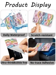 1pc Cute Rainbow Cloud Credit Card Sticker, Cotton Candy Style Party Birthday Gift, PVC Material Anti-Fingerprint Anti-Scratch Durable Skin, Suitable For Men, Women, Couples, Fits Small Chip Cards, Bank Cards, Credit Cards, Transportation Cards, Student ID Cards For DIY - Type a - View 9