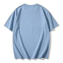 Oversized Heavy T-Shirt Modern Streetwear Essential Boxy Cut Casual Summer Basic Loopback Top Ultra Soft Minimalist Urban Fashion Staple-Unisex Summer Casual Vintage Cotton Printed T-Shirts For Couples - 藍色 - 查看 2