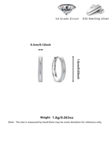 1 Pair S925 Sterling Silver Women's Shiny Cubic Zirconia 5A Zirconia Earrings, Classic Elegant Double Hoop Earrings, Hypoallergenic Jewelry For Women, Birthday/Holiday Gift, Suitable For Weddings, Engagements, Daily Wear, Casual, Travel, Parties, Comes With Delicate Gift Box, Suitable For All Seasons - White Diamond - View 5