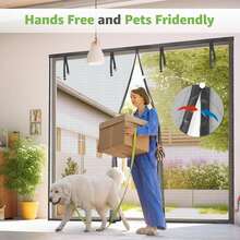 9*7ft Xtra Large Magnetic Garage Door Curtain, Thick Fabric Breathable Screen Curtain,  Design Insect Dust Privacy Protection, Easy Install Durable Outdoor Patio Entrance Door Cover - 9*7ft - View 4