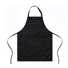 2 piezas Delantales de pechera unisex negros de poliéster tejido, resistentes al agua y al aceite, delantal de trabajo de cocina duradero con 2 bolsillos grandes - Lavable a máquina para cocinar, barbacoa, hornear, cafetería, uso doméstico - Negro - Ver 3