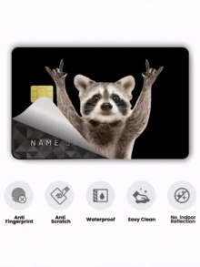 1pc Cute Raccoon Credit Card Sticker, Suitable For Pet Lovers, Valentine's Day, Birthday Gift, Made Of PVC Material, Fingerprint-Proof, Scratch-Resistant, Durable, Suitable For Men, Women, Couples, Decorating Debit/Credit Cards, Transportation Cards, Student ID Cards - Type a - View 6