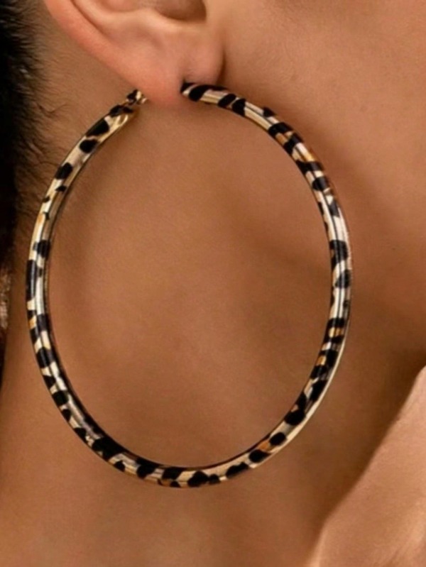 1 Pair Cross-Border Fashion Retro Premium Leopard Print Women's Hoop Earrings