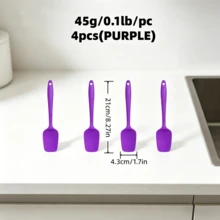 1/2/4 piezas Espátula pequeña de silicona, 4 colores disponibles, resistente al calor, diseño de una sola pieza sin costuras, gruesa y duradera, con orificio para colgar, mango anti-quemaduras, revestimiento anti-rayones, regalo del Día de la Madre, esencial de cocina - Ver 20