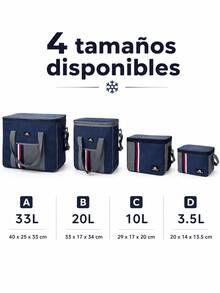 Esta bolsa térmica portátil de gran capacidad es práctica y abriga, lo que la hace ideal para familias y estudiantes.Ligera y fácil de transportar, se puede usar para picnics, la playa, acampar y el trabajo.Mantiene los alimentos calientes o fríos y cuenta con un revestimiento de papel de aluminio. - Bolsa de hielo con bloques de color gris y azul. - Ver 3