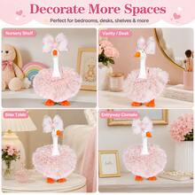 7-Inch Mini Desktop Goose Set With Bow Princess Dress, Magnetic Duck Statue Desktop Key Holder Decor, Desktop Goose Table Ornament Gift (Cute Style, Fabric, Pink) - A - View 7