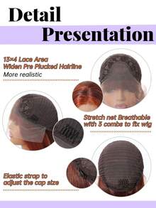 30 Inch Ombre Ginger Red 13x4 Lace Front Wig For Women Long Straight Synthetic Hair Wig Pre Plucked Natural Hairline Heat Resistant Glueless Hair Wig For Daily Party Cosplay Natural Looking Lightweight Breathable Realistic Hairline Easy Install - 挑染紅色 - 查看 9