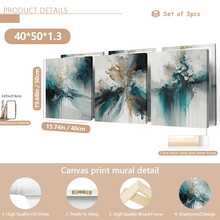 3pcs Set Elegant Turquoise And Gold Abstract Canvas Wall Art Prints - Waterproof, Modern Wall Decor For Living Room, Bedroom, Office And Dorm, Indoor And Outdoor Use, Contemporary Abstract Art Waterproof Canvas Wall Decor, Living Room Wall Decor, Canvas Wall Art, Fashionable Girl Art, Inspirational Quote Art, Home Decor, Canvas Hanging - A - View 14