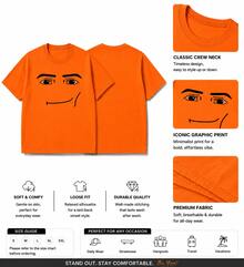Anime Robot Robloxs Face T-Shirts, Funny Shirt ,Graphic Tees ,Crew Neck Short Sleeve T Shirts ,Women Clothing ,Harajuku T Shirts, Tee ,Summer Tops - 橘色 - 查看 2