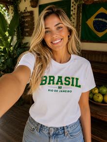 T-Shirt/Blouse For The Brazilian National Team, Brazil World Cup, All Sizes, Family, Patriotic, , Soccer, Unisex, Exclusive BrazilCore - 白色 - 巴西 RJ - 查看 3