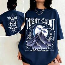Velaris The Night Court Acotar Two-Sided Comfort  Shirt, Velaris The Night Court Shirt, Court Of Dreams, Inner Circle Acotar Tee-Unisex Summer Casual Vintage Cotton Printed T-Shirts For Couples - 藏蓝色 - 查看 9