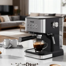 Aeomjk Semi-Automatic Espresso Machine 20 Bar, Professional Coffee Machine Cappuccino Latte Machine With Steam Milk Frother, Espresso Machine With 1.5L Removable Water Tank, UK Plug - 英規插(220-240V) - 查看 9