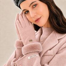 Women's Touch Screen Thermal Gloves With Lining, Warm Velvet, Stylish, For Winter And Cold Weather. - 淺粉色 - 查看 2