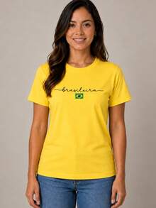 Women's Brazilian Cup T-Shirt/Blouse 2026 Stylish 100% - Yellow - View 7