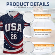 Unisex Premium USA Soccer Jersey 2026 Matching Couples Patriotic America Football Shirt Breathable Sports Tee Men Women Athletic Top - 彩色 - 查看 5