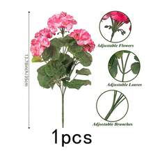 1/2 piezas Ramos de Geranio y Begonia Artificiales Resistentes a los Rayos UV en Rojo, Blanco, Rosa. Flores Falsas Impermeables para Todas las Estaciones para Patio, Jardín, Maceteros, Mesa Interior, Balcón y Puerta Principal, Ideales para Decoración Patriótica del 4 de Julio. - Rosa - Ver 9