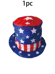 1 Peça Novo Chapéu do Dia da Independência Americana, Chapéu de Torcida da Copa do Mundo, Adereço de Decoração de Festa, Cartola com Bandeira Americana, Adequado para Torcedores de Esportes, Chapéu do Tio Sam, Adereço de Decoração do Dia da Independência Americana, Adequado para o Dia da Independência Americana, Jogos da Copa do Mundo, Reuniões Familiares e Uso Diário - Multicolorido - Visão 8