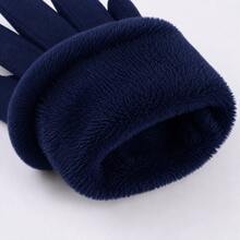 Women's Touch Screen Thermal Gloves With Lining, Warm Velvet, Stylish, For Winter And Cold Weather. - 藏蓝色 - 查看 4