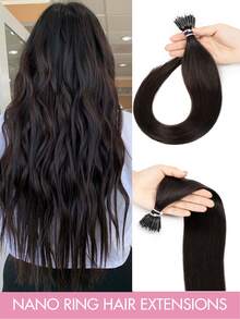 Nano Ring Hair Extensions, Straight Golden Highlights, Micro Link, Glue-Free, Easy Installation, Natural Hair Texture, Suitable For Brides, Weddings, Parties, Daily Wear, Halloween, Christmas, School - 彩色 - 查看 41