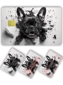 1個可愛鬥牛犬信用卡貼紙，小狗寵物情侶情人節派對生日禮物，PVC材質防指紋防刮耐用貼皮，適合男士、女士、情侶，適用於小晶片卡、銀行卡、信用卡、交通卡、學生證DIY - A款 - 查看 11