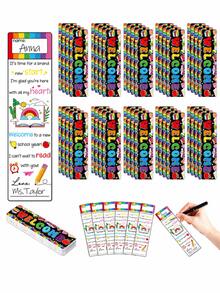 20 piezas de marcapáginas de bienvenida arcoíris, tarjetas de recompensa de lectura coloridas con área para rellenar el nombre, suministros de aula para el primer día de escuela, regalos de bienvenida para estudiantes, regalos de papelería para fiestas del año escolar - Marcador de bienvenida con arcoíris - Ver 1