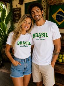 T-Shirt/Blouse For The Brazilian National Team, Brazil World Cup, All Sizes, Family, Patriotic, , Soccer, Unisex, Exclusive BrazilCore - 白色 - 巴西 RJ - 查看 2