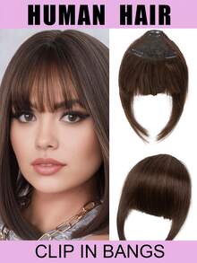Real Hair Clip-In Bangs, Invisible Lightweight Airy Bangs With Temple Trim, Suitable For Women, Natural Daily Office Style, Compatible With Multiple Hair Types And Skin Tones, Dark Brown Seamless Thickening Bangs Hairband, Instant Voluminous Styling Transformation - Multicolor - View 17