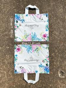 10 piezas Bolsas de regalo de plástico con estampado floral azul y texto "Que tengas un buen día" impreso, adecuadas para fiestas, eventos, embalaje de regalos de San Valentín, decoraciones de baby shower, recuerdos de boda, decoración de reuniones familiares - azul - Ver 6