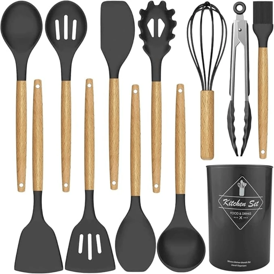 12Pcs Silicone Cooking Spoon Tools Kitchen Cookware Nonstick Baking Utensils Set - Default - View 1