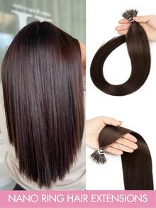 Nano Ring Hair Extensions, Straight Golden Highlights, Micro Link, Glue-Free, Easy Installation, Natural Hair Texture, Suitable For Brides, Weddings, Parties, Daily Wear, Halloween, Christmas, School - 彩色 - 查看 27
