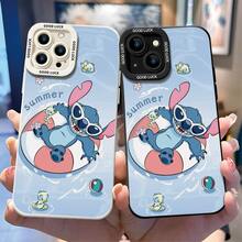 Disney Lilo & Stitch Phone Case, Stitch Character Print Relaxing On A Pink Swim Ring With Sunglasses, Light Blue Summer Background With Ducks And "Summer" Text, Shockproof TPU Protective Back Cover For IPhone 15 14 13 12 Pro Max, Disney Lilo & Stitch Phone Case For IPhone 17, 16, 15, 14, 13, 12, And 11 Pro, Galaxy S22, S23, S24, S25 Models. A Fun Gift For Family, Friends, Birthdays, Holidays, And Special Occasions. - trắng - Xem 3