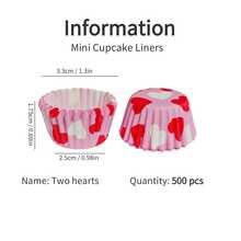 Giấy lót bánh cupcake mini, cốc giấy nướng bánh nhỏ, tấm lót cốc bánh nhỏ, khuôn nướng bánh, giấy gói bánh cupcake dùng một lần - Trái tim đỏ và trắng - Xem 15