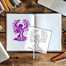 Earth Goddess - Soul & Tree Art Stencil, Washable & Reusable, Sacred Feminine Tree Of Life Template, Suitable For DIY Enthusiasts, Nature-Inspired Design, Artistic Tree Design, Home Decor, Surface Decoration Pattern - A - View 5