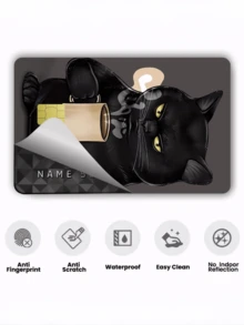 1张咖啡黑猫信用卡贴纸，可爱宠物派对生日礼物，PVC材质，防指纹防刮耐磨，男女通用，情侣适用，适用于小型芯片卡、银行卡、信用卡、交通卡、学生证等，可用于DIY - A款 - 查看 7