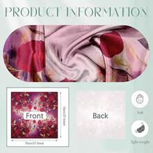 1pc Vintage Red Rose Print Square Scarf For Women, 35inch/27.5inch/19.6inch Satin Feel Bandana Head Scarf, Fashion Hair Wrap & Sport Head Band For Daily Wear, Vacation, Party, Gift, All Seasons - 彩色 - 查看 14