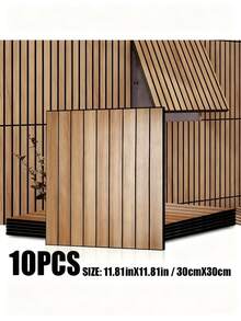 10片自黏木紋壁紙貼紙 - 30X30cm 自黏方格面板 - 可移除可重複使用乙烯基貼花，適用於家具翻新、特色牆面和家居裝飾 - 安裝方便 - 櫻桃木色-10pcs - 查看 12