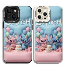 Disney Lilo & Stitch Phone Case, Stitch And Angel Couple Character Print Celebrating A Birthday, Light Blue Themed Background With Cake And Balloon Details, Shockproof TPU Protective Back Cover For IPhone 15 14 13 12 Pro Max, Disney Lilo & Stitch Phone Case For IPhone 17, 16, 15, 14, 13, 12, And 11 Pro, Galaxy S22, S23, S24, S25 Models. A Fun Gift For Family, Friends, Birthdays, Holidays, And Special Occasions. - trắng - Xem 6