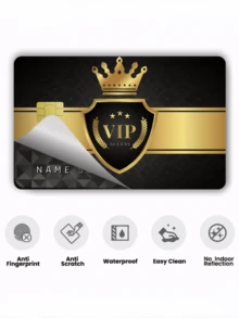 1入皇冠VIP信用卡貼紙 金色徽章通行證 派對生日禮物 PVC材質 防指紋防刮耐用貼膜 男女通用 情侶適用 裝飾金融卡/信用卡、交通卡、學生證 - A款 - 查看 7