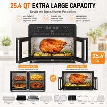 PwZzk Dual Zone Air Fryer Oven With French Glass Door 25.4QT Large Capacity Family Meals 16-In-1 Preset Menus LED Screen Advanced Dual-Fan 304 Stainless Steel 360° Heat Circulation Quick Even Cooking Results - 查看 2
