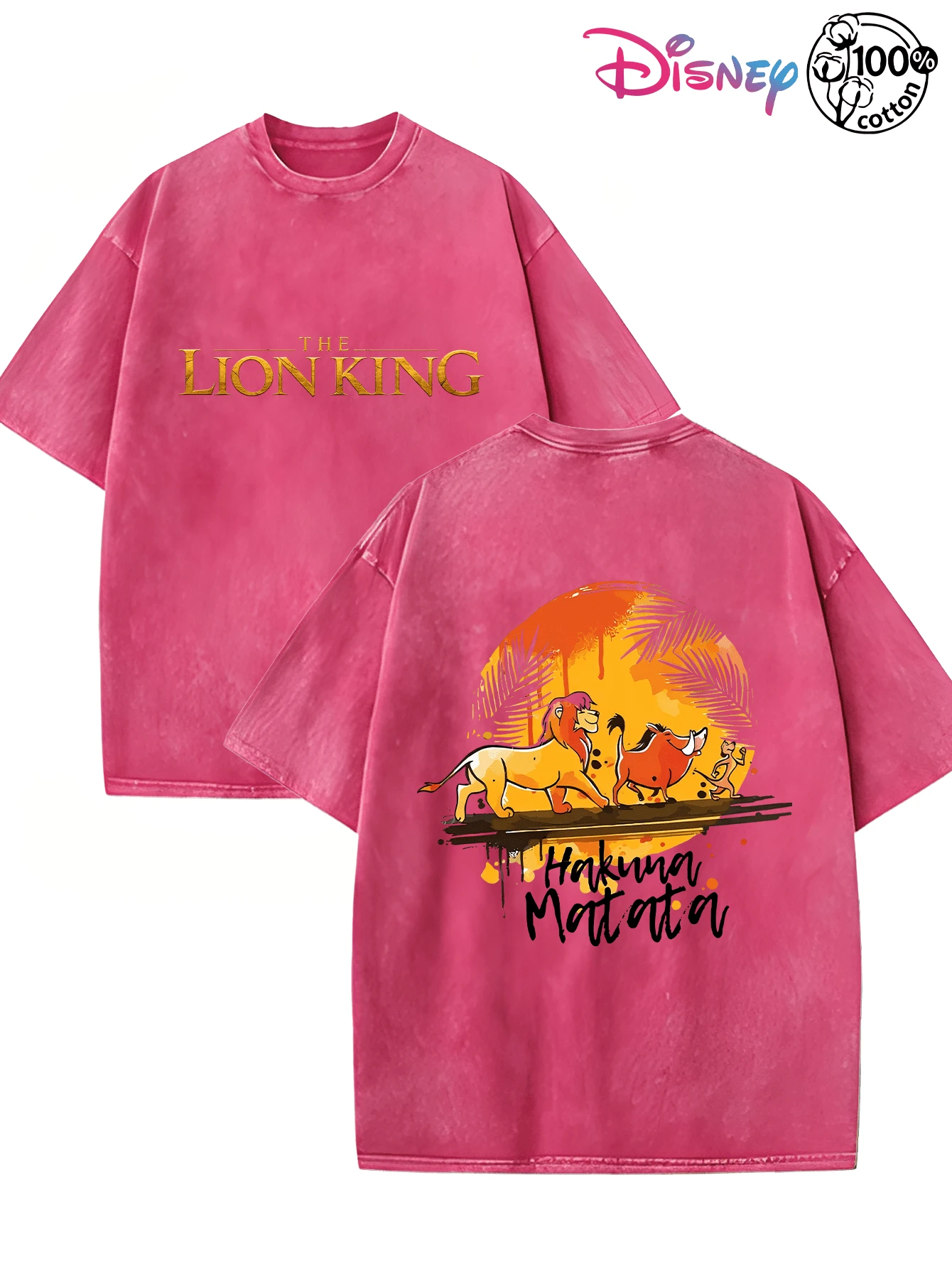 Disney IP Collaboration Cars Lightning McQueen Print Men's T-Shirt With Crew Neck And Short Sleeves, Relaxed Fit! Summer Clothing For Men, Cotton T-Shirt With Graphic Print, Suitable For Everyday Wear, Leisure And Sports. - Màu Hồng Tươi - Xem 1