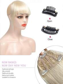 Real Hair Clip-In Bangs, Invisible Lightweight Airy Bangs With Temple Trim, Suitable For Women, Natural Daily Office Style, Compatible With Multiple Hair Types And Skin Tones, Dark Brown Seamless Thickening Bangs Hairband, Instant Voluminous Styling Transformation - Multicolor - View 9
