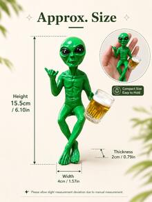1件樹脂外星人花園雕像，趣味喝啤酒坐姿外星人小雕像，適用戶外庭院露台草坪裝飾，室內層架家居擺飾，創意科幻喬遷禮物，高度15.5cm/6.10in - A - 查看 2