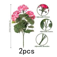 1/2 piezas Ramos de Geranio y Begonia Artificiales Resistentes a los Rayos UV en Rojo, Blanco, Rosa. Flores Falsas Impermeables para Todas las Estaciones para Patio, Jardín, Maceteros, Mesa Interior, Balcón y Puerta Principal, Ideales para Decoración Patriótica del 4 de Julio. - Rosa - Ver 8