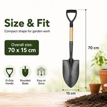 70cm High-Strength Metal Garden Shovel With Wooden Handle, Small Digging Trowel - 70cm - View 3