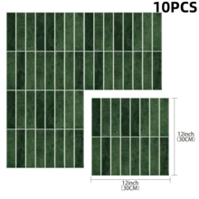 10PCS Peel And Stick Wall Tile For Kitchen Backsplash, Fireplace, Bathroom, 3D Dark Green Marble, Water / Oil / Wear Resistant, Wall Room Decor Bathroom Decor Bedroom Decor Wall Decor, Home Decor Backsplash Tile Peel And Stick 12in. * 12in. - 10Pcs - 查看 12