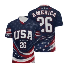 Unisex Premium USA Soccer Jersey 2026 Matching Couples Patriotic America Football Shirt Breathable Sports Tee Men Women Athletic Top - 彩色 - 查看 2